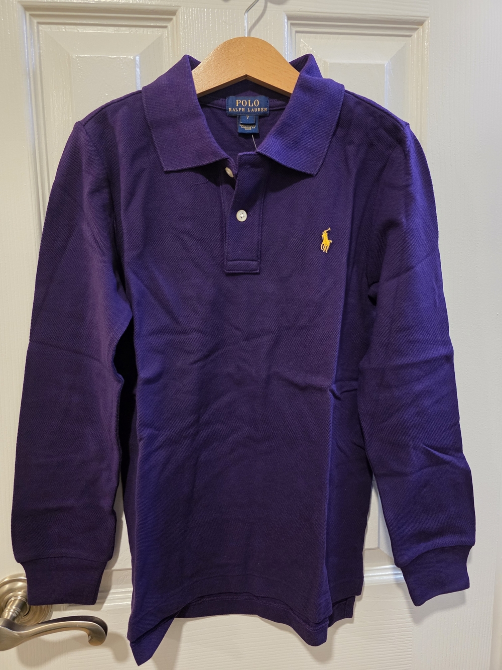 Polo by Ralph Lauren Boy's Size 7 Long-Sleeve Polo Shirt - Purple